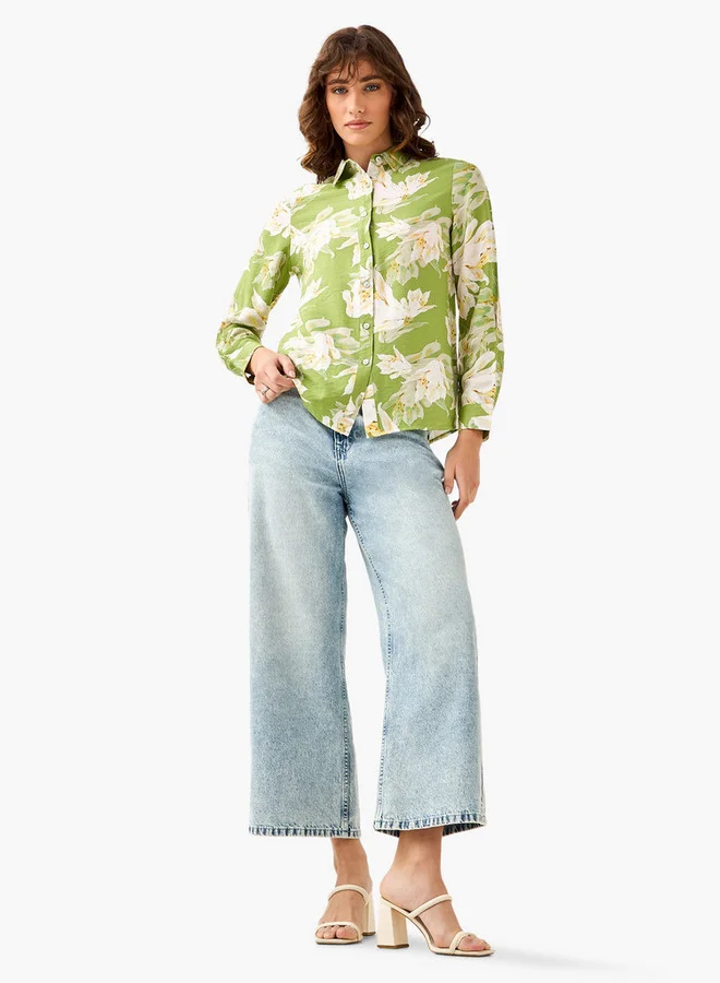 سبلاش فيڤ Viscose Shirt with Floral Print